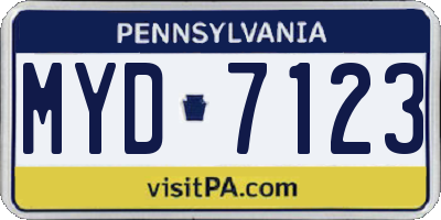 PA license plate MYD7123