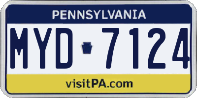 PA license plate MYD7124