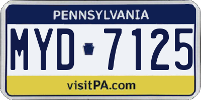 PA license plate MYD7125