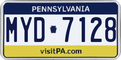 PA license plate MYD7128