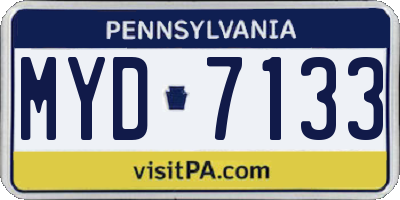 PA license plate MYD7133