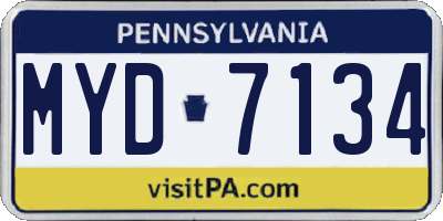 PA license plate MYD7134