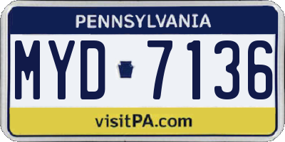 PA license plate MYD7136