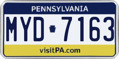 PA license plate MYD7163