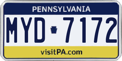 PA license plate MYD7172
