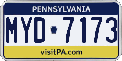 PA license plate MYD7173