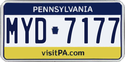 PA license plate MYD7177