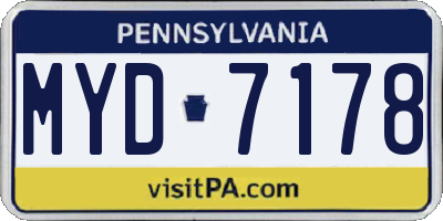 PA license plate MYD7178