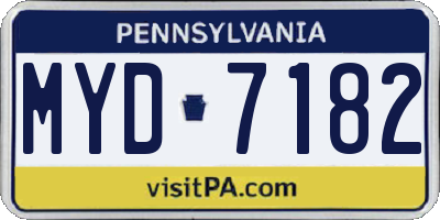 PA license plate MYD7182