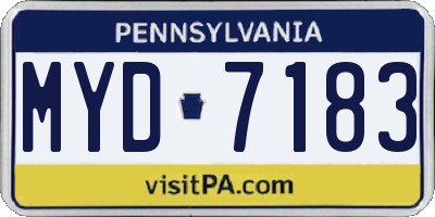 PA license plate MYD7183