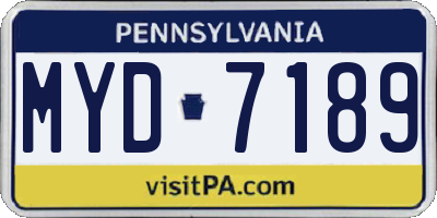 PA license plate MYD7189