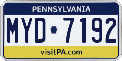 PA license plate MYD7192