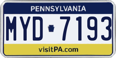 PA license plate MYD7193