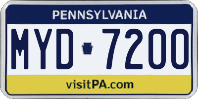 PA license plate MYD7200