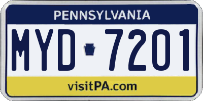 PA license plate MYD7201