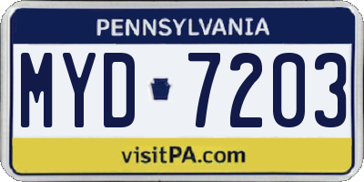 PA license plate MYD7203