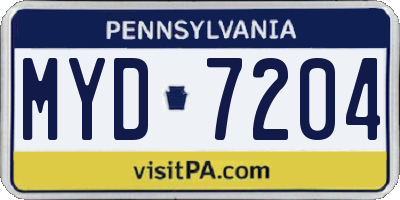 PA license plate MYD7204