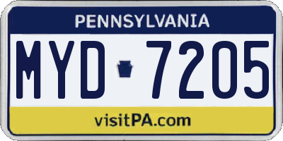 PA license plate MYD7205