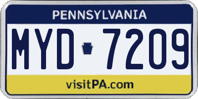 PA license plate MYD7209
