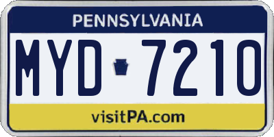 PA license plate MYD7210
