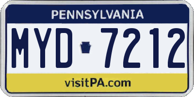 PA license plate MYD7212
