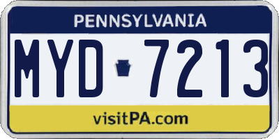 PA license plate MYD7213
