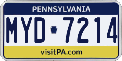 PA license plate MYD7214