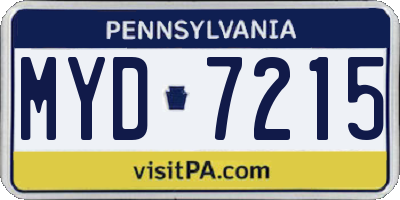 PA license plate MYD7215