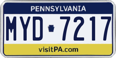 PA license plate MYD7217