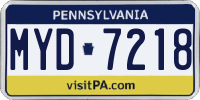 PA license plate MYD7218