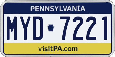 PA license plate MYD7221