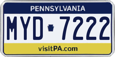 PA license plate MYD7222