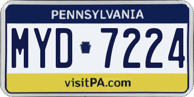 PA license plate MYD7224