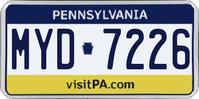 PA license plate MYD7226