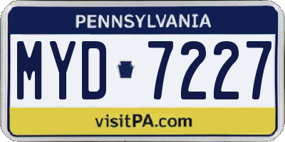 PA license plate MYD7227