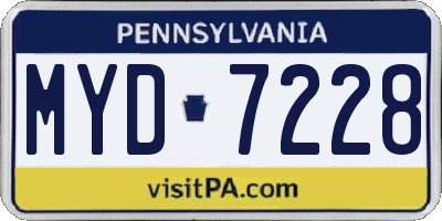 PA license plate MYD7228