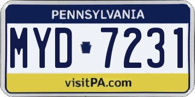 PA license plate MYD7231