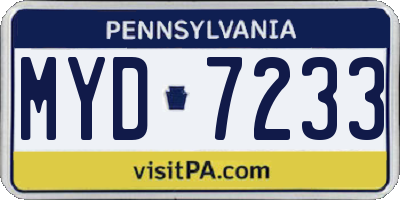 PA license plate MYD7233