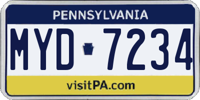 PA license plate MYD7234