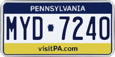 PA license plate MYD7240
