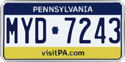 PA license plate MYD7243