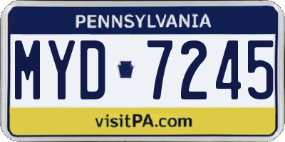 PA license plate MYD7245