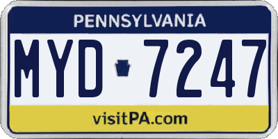 PA license plate MYD7247