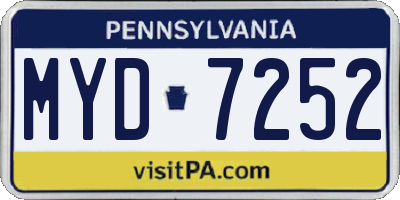 PA license plate MYD7252