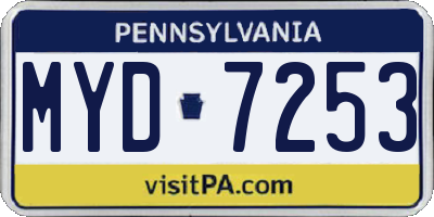 PA license plate MYD7253