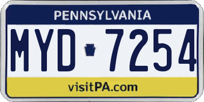 PA license plate MYD7254