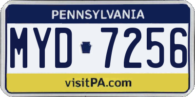 PA license plate MYD7256