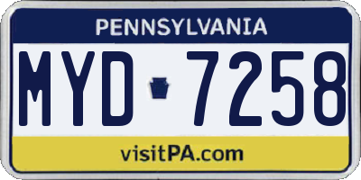 PA license plate MYD7258