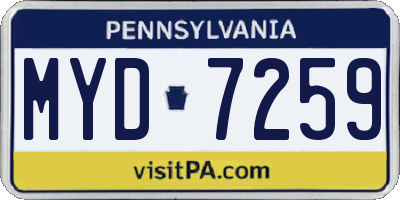 PA license plate MYD7259