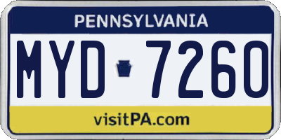 PA license plate MYD7260